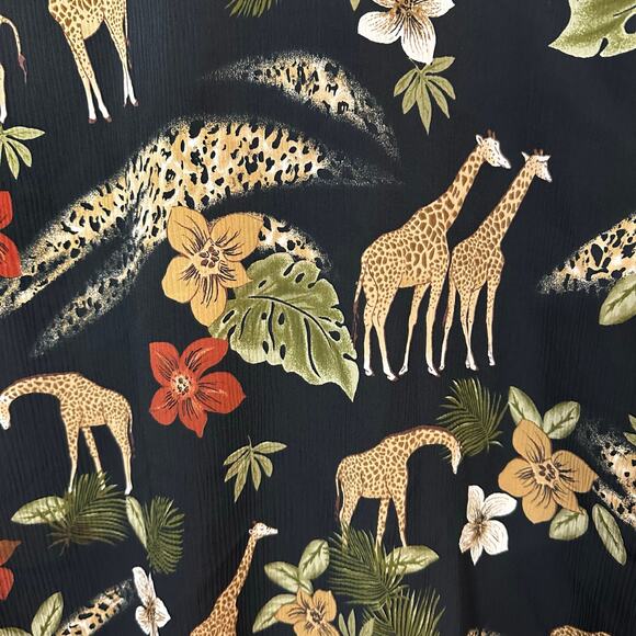 BonWorth Top Shirt Medium MP Safari Tropical Giraffe Short Sleeves Button Front - Picture 4 of 5
